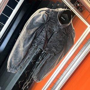 💣 RE/DONE Rehab Lab Washed Black Ruched Cropped Denim Jacket 💣